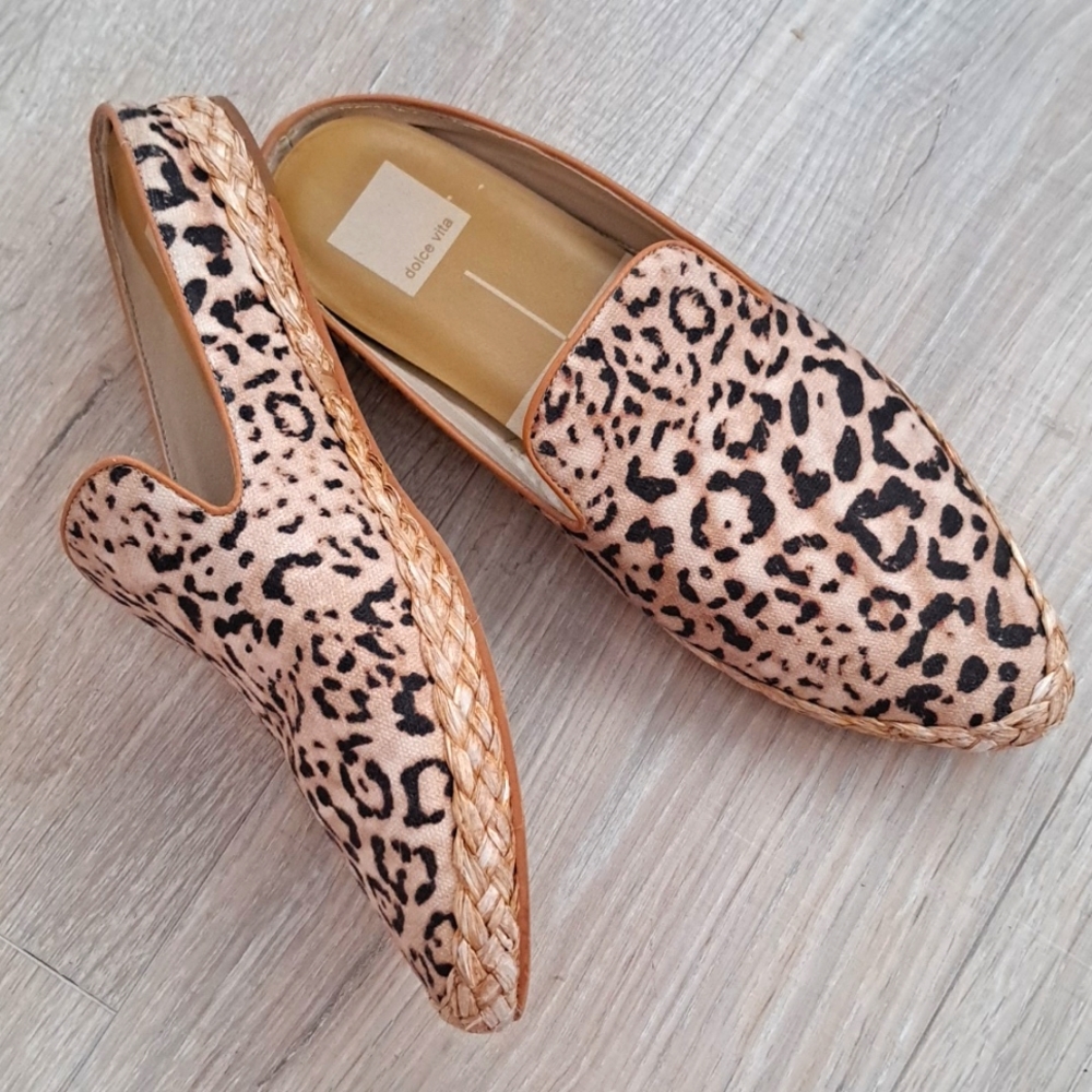 Dolce Vita leopard flat ballet loafers slides